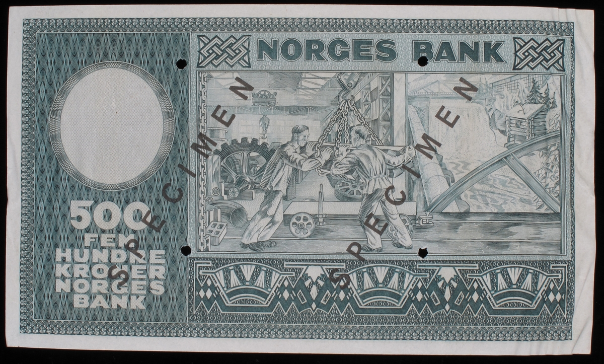 Norsk seddel pålydende kr. 500,-
