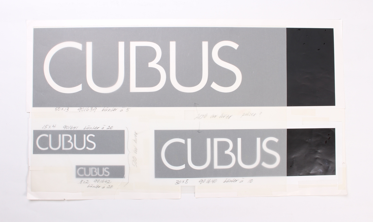 Prøvetrykk av CUBUS logo.