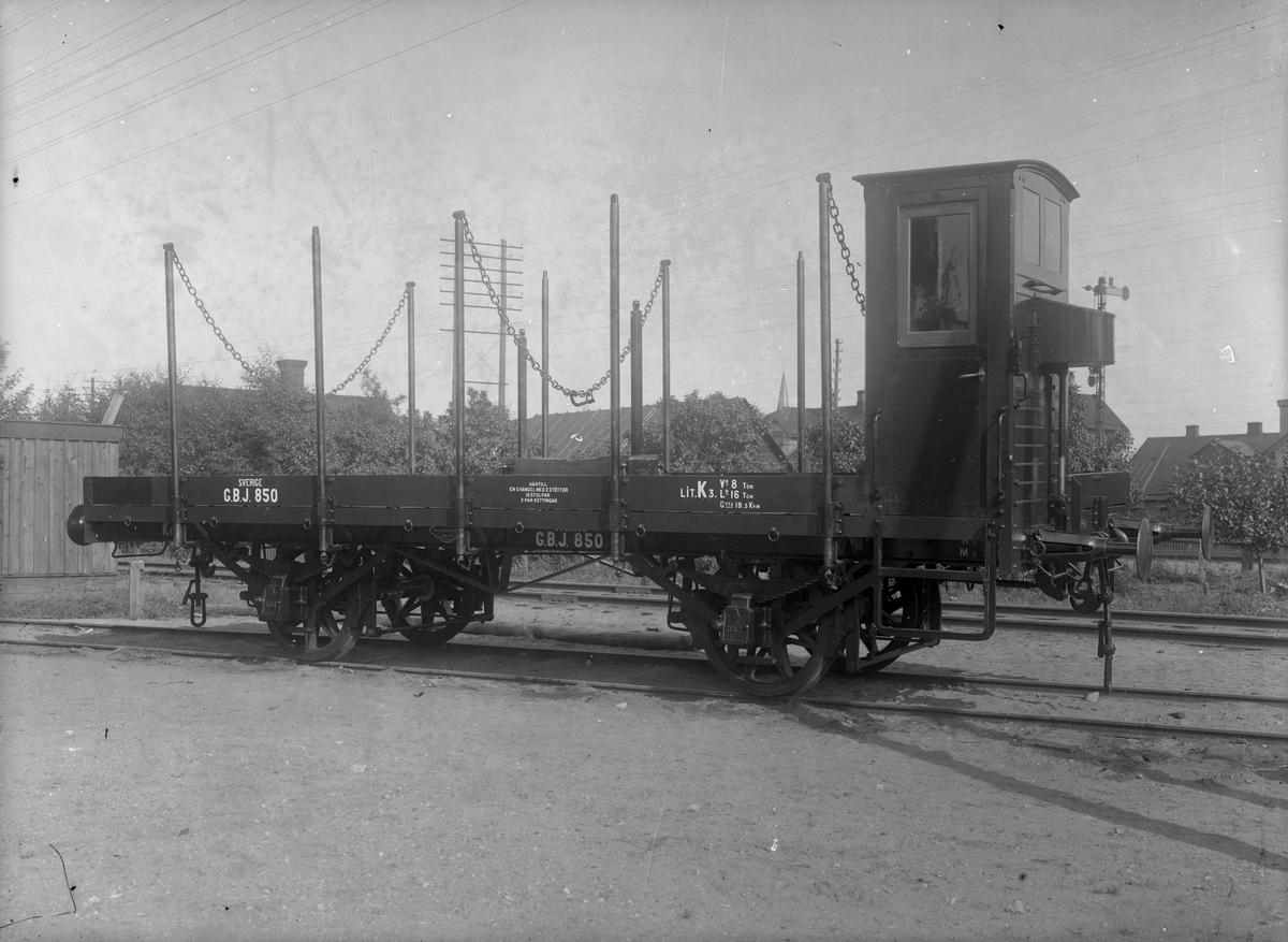 Göteborg Borås Järnväg Gbj K3 850 Stolpvagn Med Bromshytt Järnvägsmuseet Digitaltmuseum 