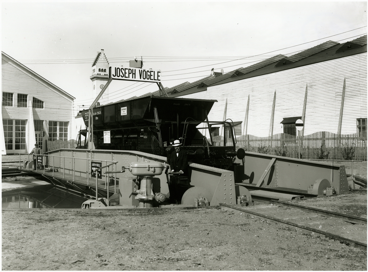 Baltiska utställningen 1914. Joseph Vögele vändskiva med malmvagn, Els: Loth: 29474 OOtm tillverkad av Talbot i Aachen 1913
