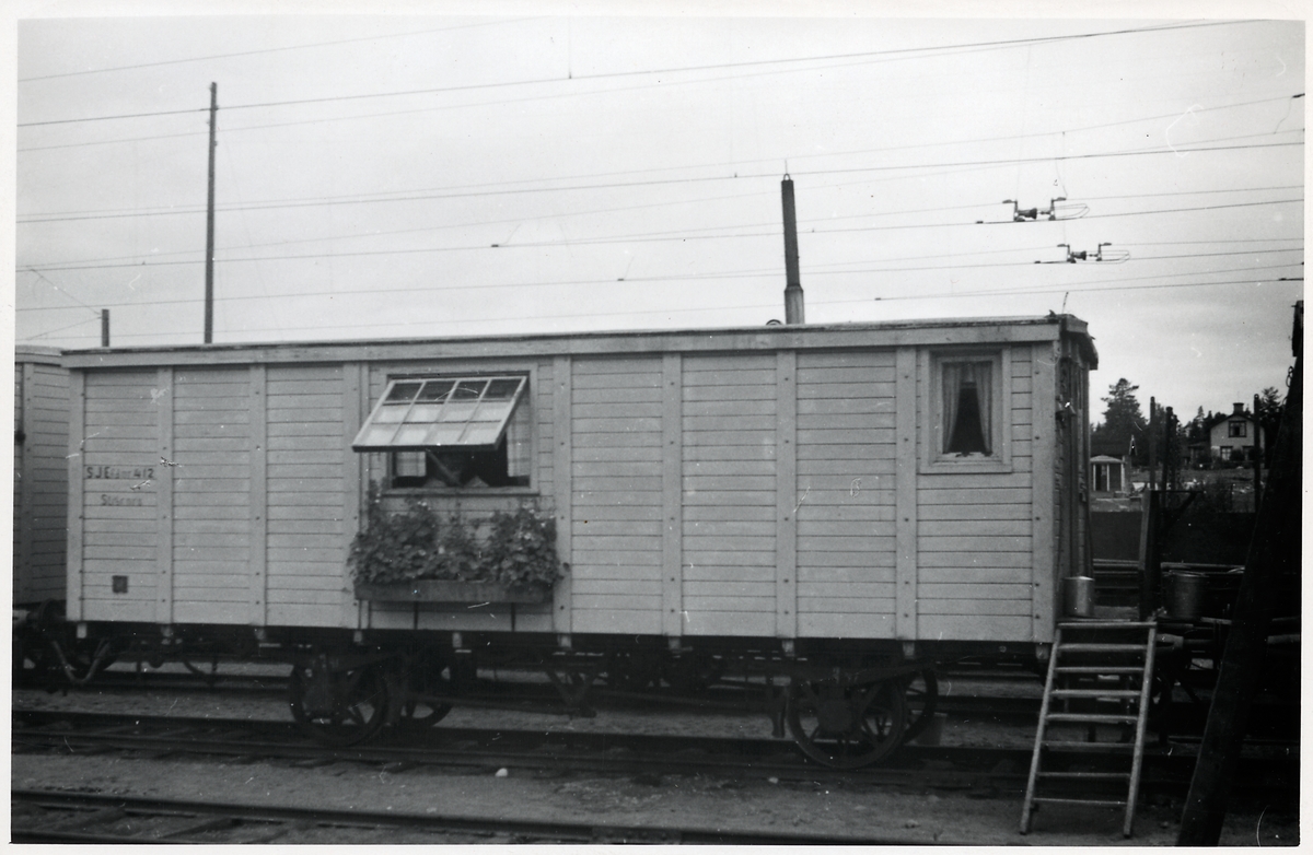 Statens Järnvägar, SJ Efd nr 412 vagn som användes vid bland annat rast och vila vid elektrifieringsarbeten.