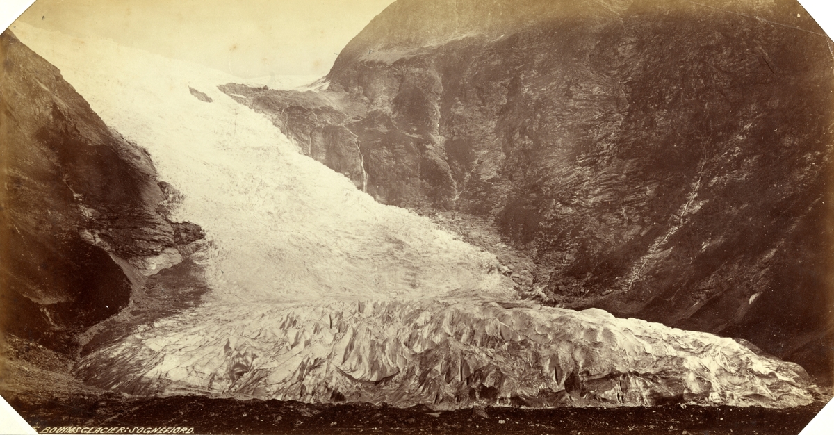 Bøyumbreen ved Sognefjorden. Fotografert mellom 1870 og 1886.