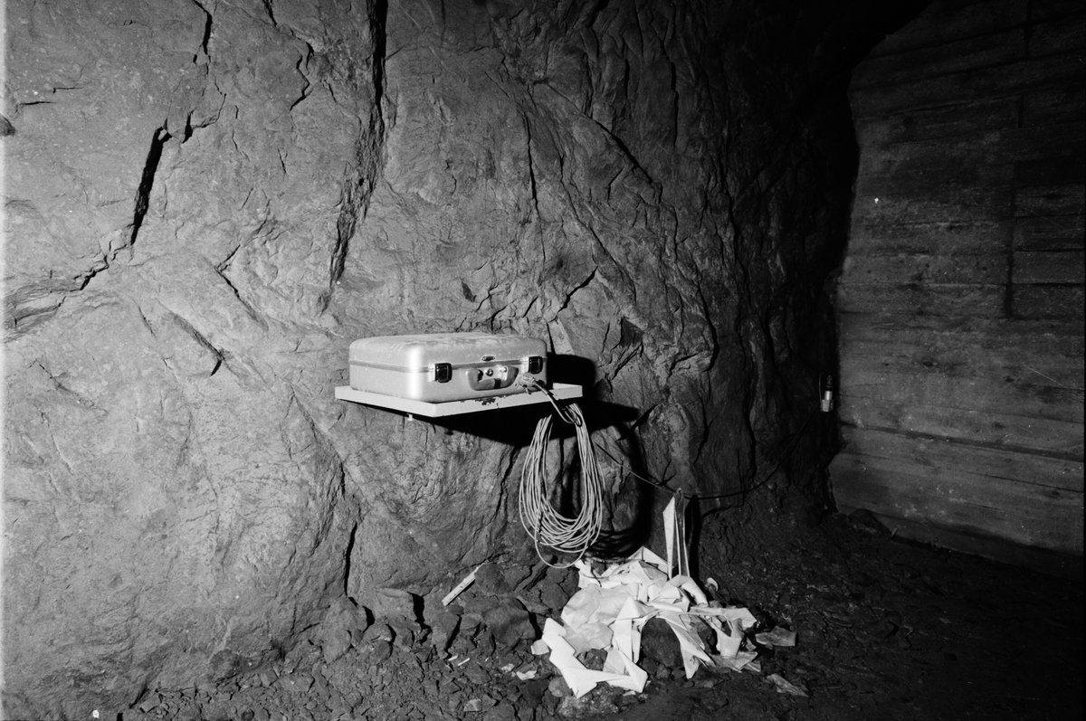 Mätutrustning som användes för att mäta förändringar i berget, gruvan under jord, Dannemora Gruvor AB, Dannemora, Uppland augusti 1991