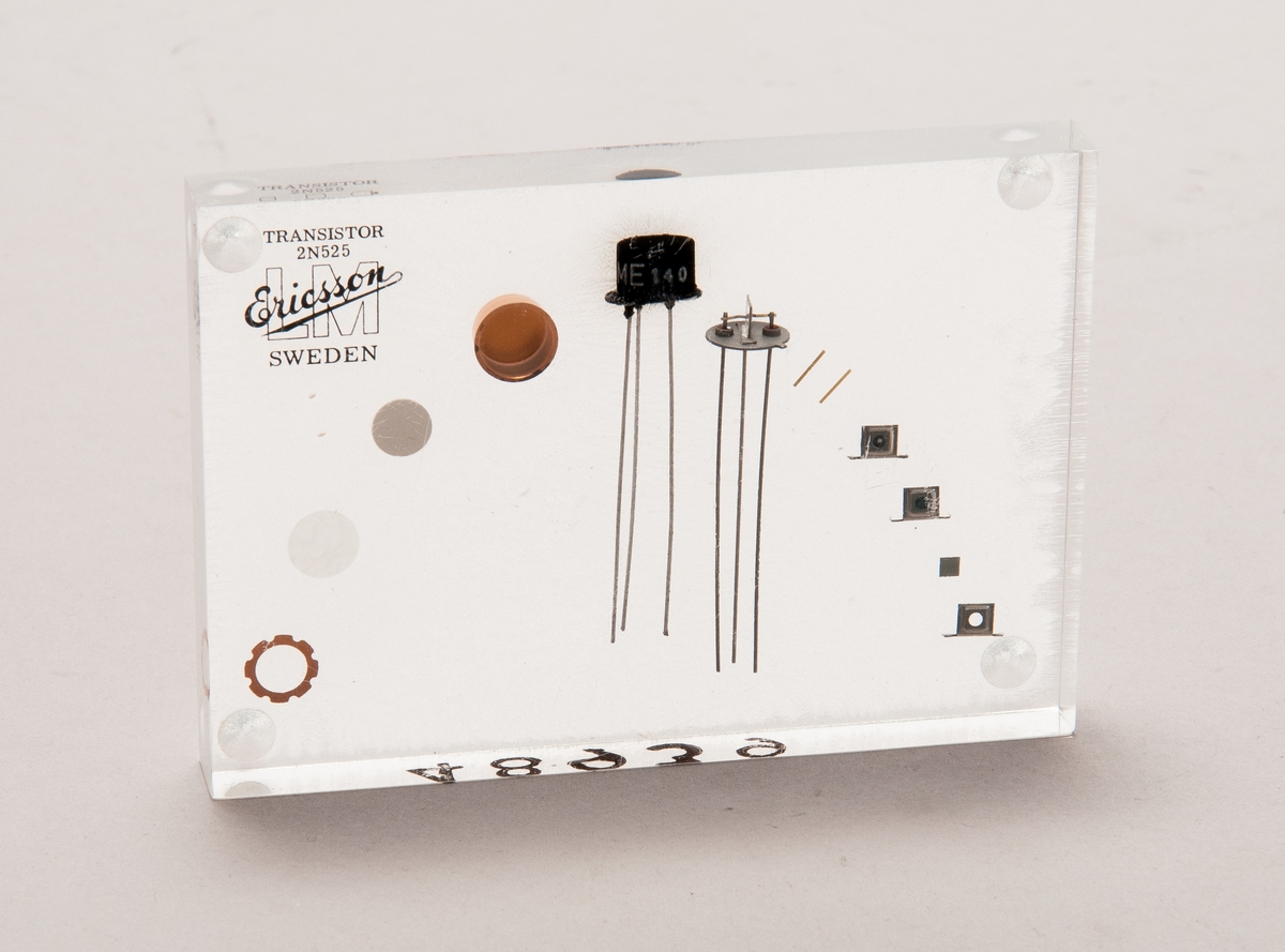 Plastingjuten transistor.
uppdelad i delar för demo.