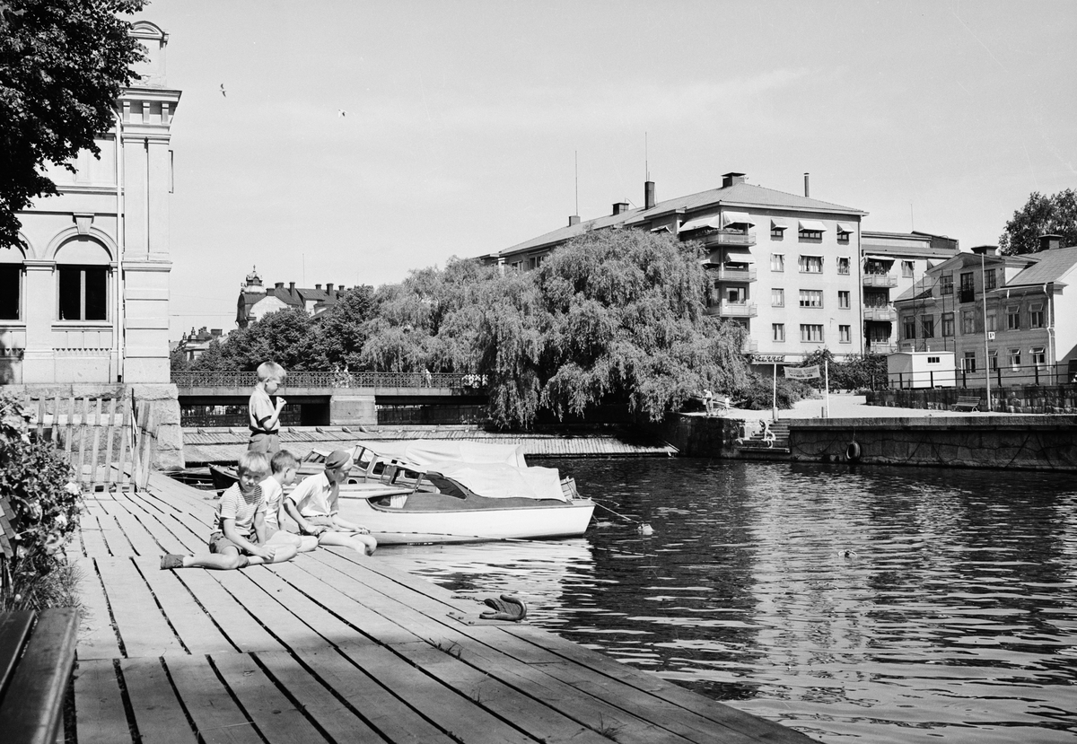 Fyrisån vid Pumphuset och Islandsfallet, Uppsala 1950