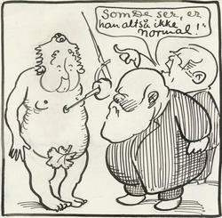 Karikatur av (fra venstre) Olav Anton Thommesen, Christian K