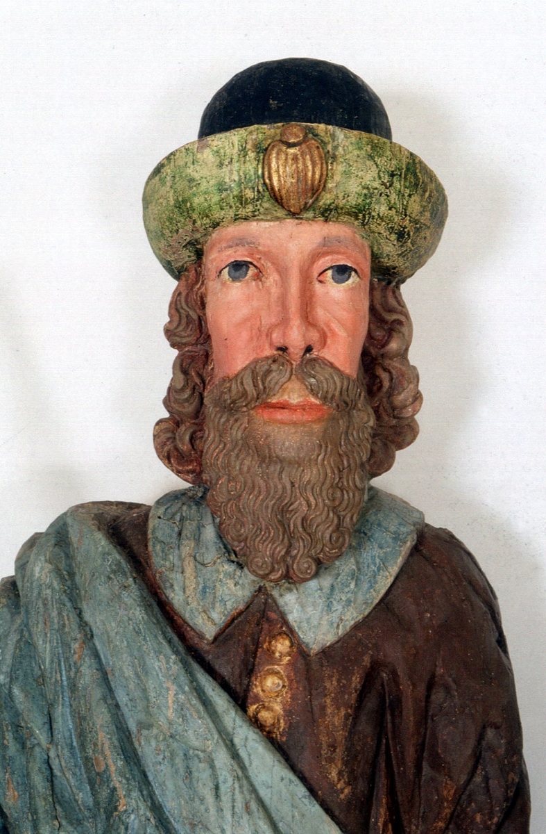 Träskulptur föreställande aposteln Jacob den äldre i Brahekyrkan på Visingsö, Jönköpings kommun.