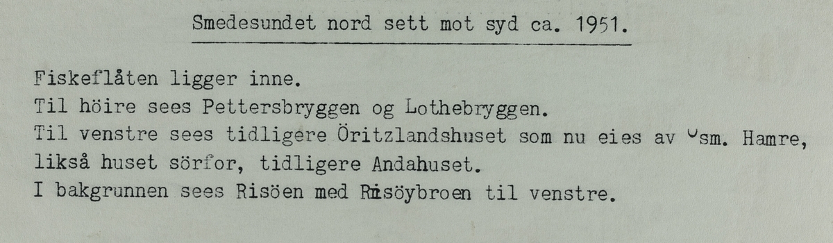 Smedasundet sett mot syd, ca. 1951.