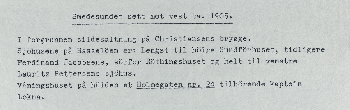 Smedasundet sett mot vest, ca. 1905.