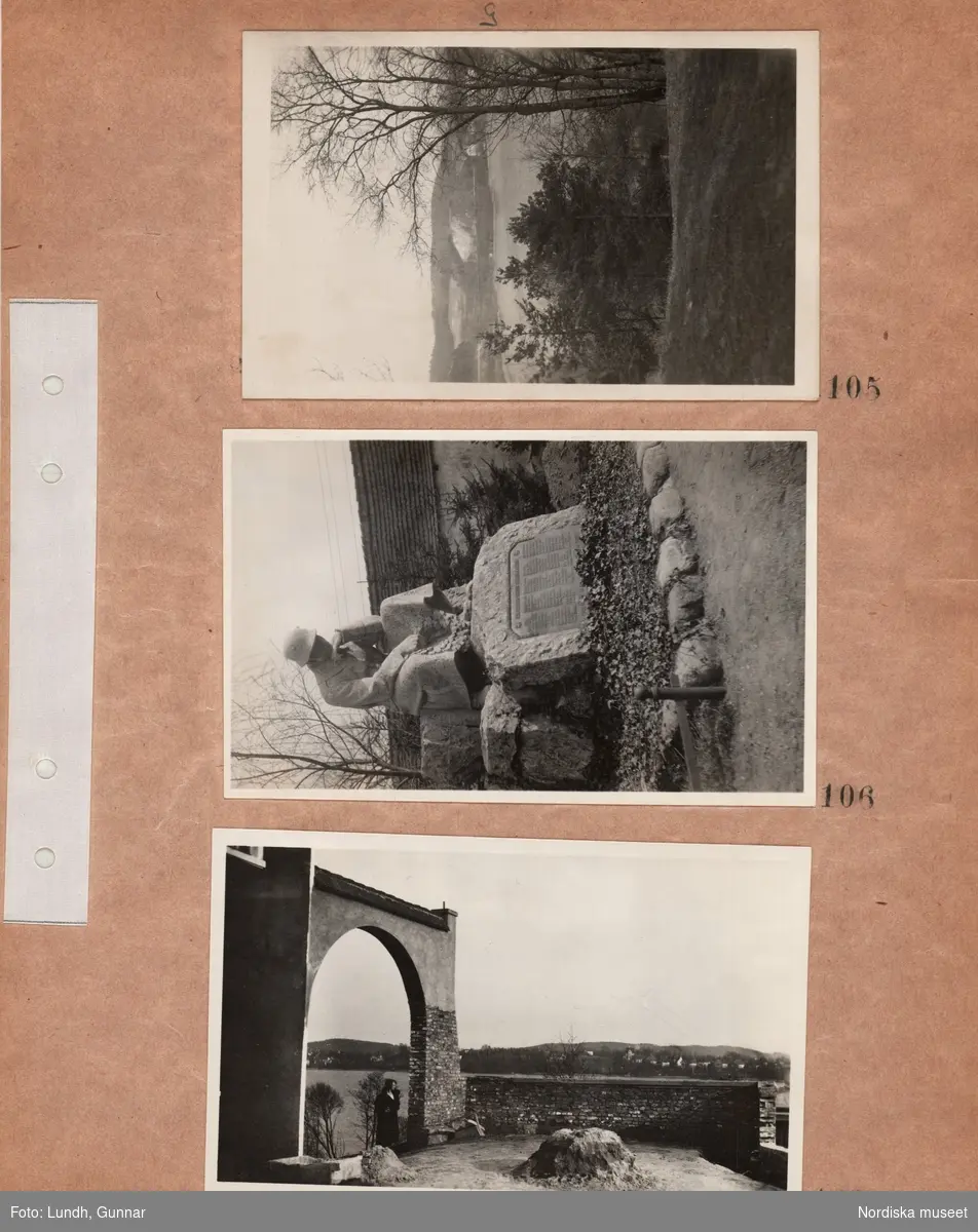 Motiv: Utlandet, Märkische Schweiz 102 - 108 ;
Landskapsvy med skog och sjö, ett minnesmonument över första världskriget i forma av en soldat som håller ne krans, landskapsvy med en kvinna som står i ett valv.
