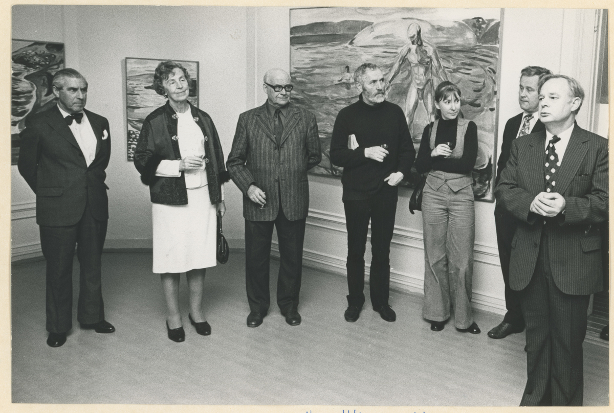 Fra F-15, Alby, ca. 1960.

Fra venstre: J.H. Vogt, Hjørdis Landstad, M.B. Landstad, Herman Hebler, Ulla Hebler, Erik Cappelen, Lars Brandstrup.