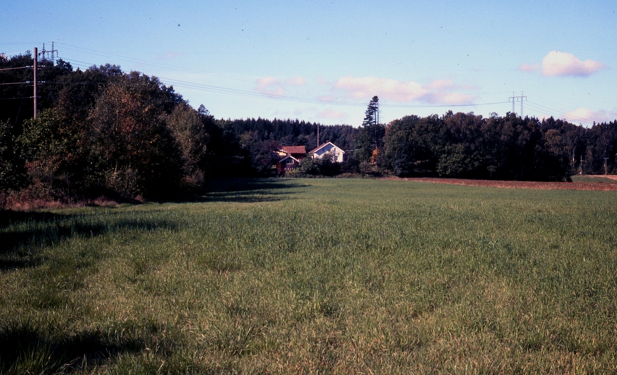 Sporred 1:5 "Aronssons", "Högsåker" år 1980. Foto taget från Tulebovägen mot gården i Sporred. Relaterat motiv: A1723.
