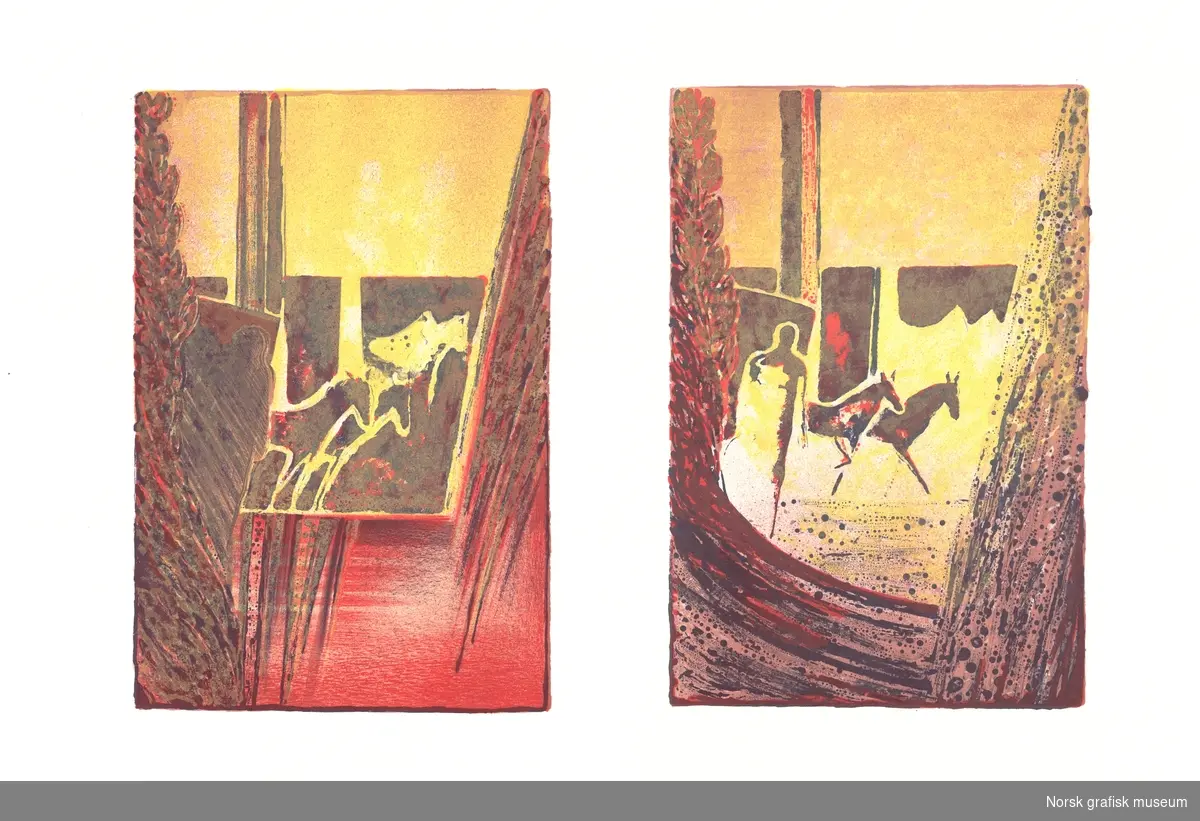 Prøvetrykk i farger av Illusjoner I og Illusjoner II,utført av kunstneren Stanley Stornes.