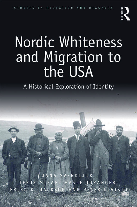 En bok med tittel nordisk hvithet og utvandring til USA