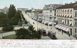 Sporvogner foran Grand Hotel i Carl Johans gade (Karl Johans