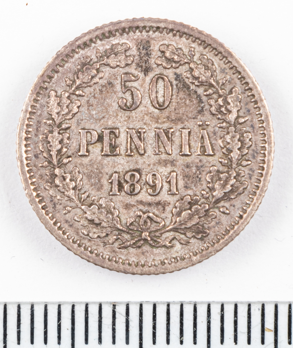 Mynt Finland 1891 50 Penniä.