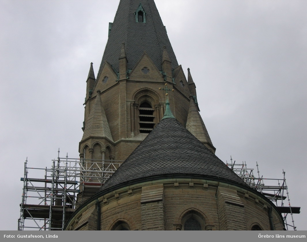 Renoveringsarbeten av tornfasader på Olaus Petri kyrka (Olaus Petri församling).Östra tornet, efter åtgärder.Dnr: 2008.230.065