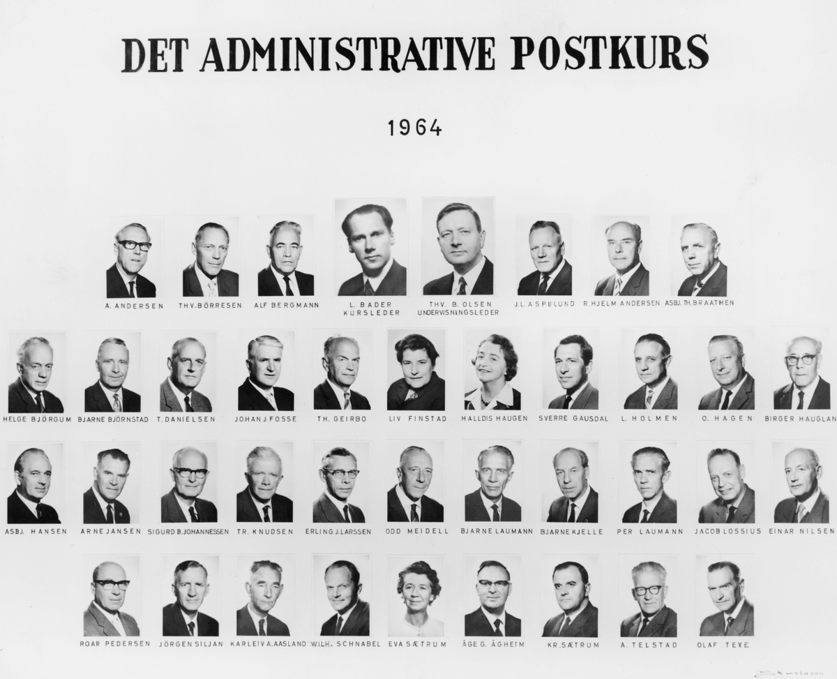 gruppebilde, Det administrative postkurs 1964