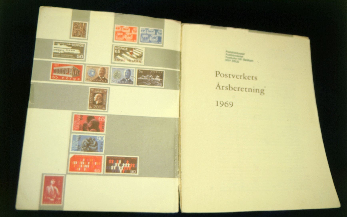 postmuseet, Kirkegata 20, biblioteket, samlinger, bøker, Postverkets årsberetning 1969,  to sider