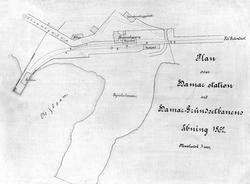 Hamar, kart datert 1862, Hamar jernbanestasjon og jernbanebr