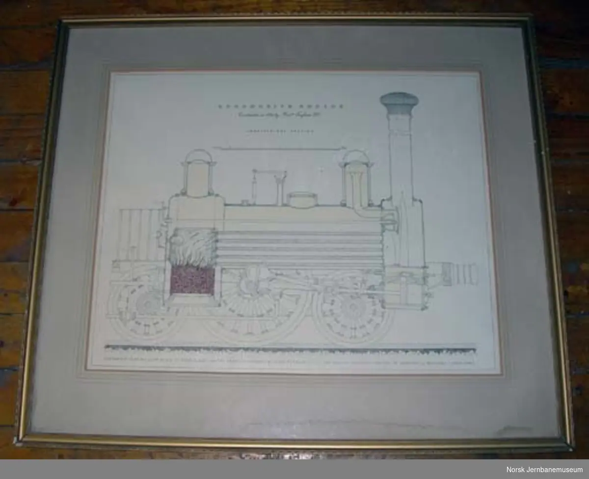 Tegning i glass og ramme : britisk lok fra 1839