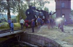 Krøderen stasjon med damplokomotiv type 24b nr 236 ved vannt