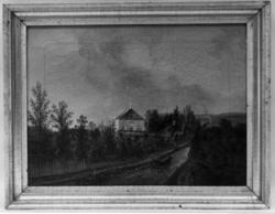 Stensbergløkken, Lørenskog, nå på Bygdøy. Maleri 32x24 cm, h