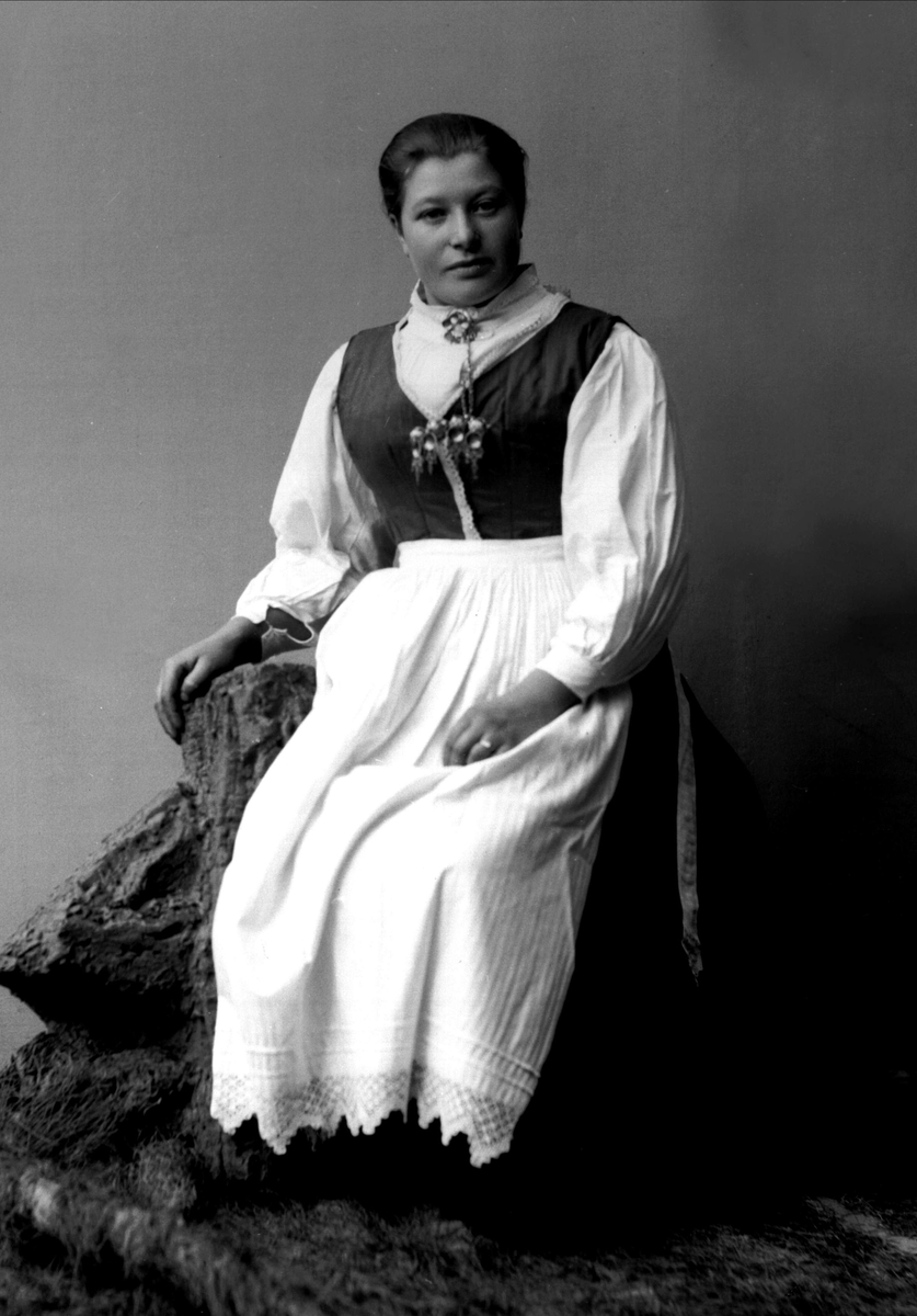 Portrett, kvinne i bunad. Karoline Johannessen. - Norsk Folkemuseum ...