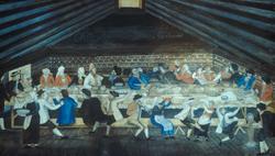 Bondebryllup. Akvarell, kopi etter Herzberg laget av M. Abel