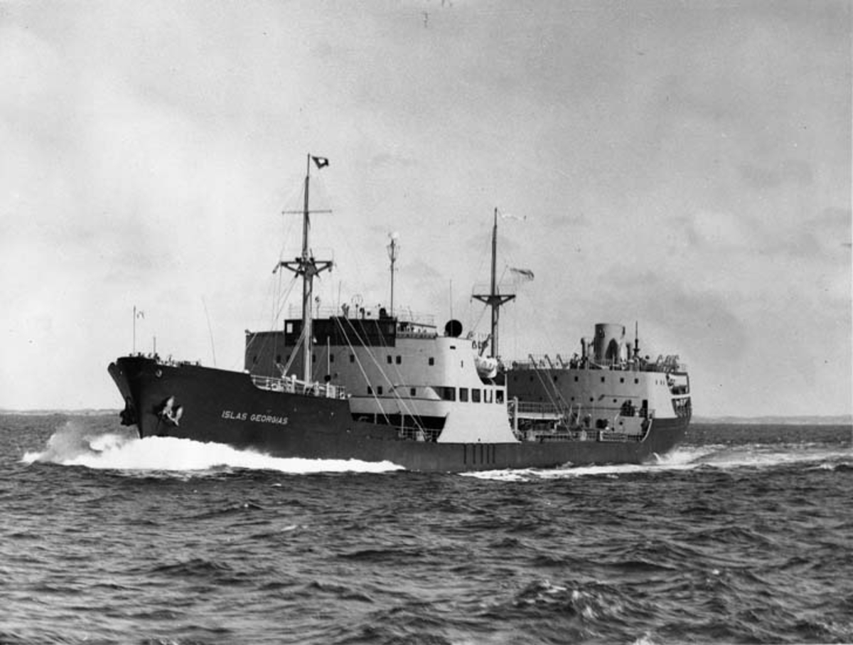 M/T Islas Georgias D.W.T. 13.320
Rederi Y. P. F. Buenos Aires
Kölsträckning 50-04-26 Nr. 113
Leverans 51-07-28
Tankfartyg