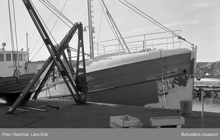 Långafiskebåten "Shetland" i Mollösunds hamn i oktober 1978