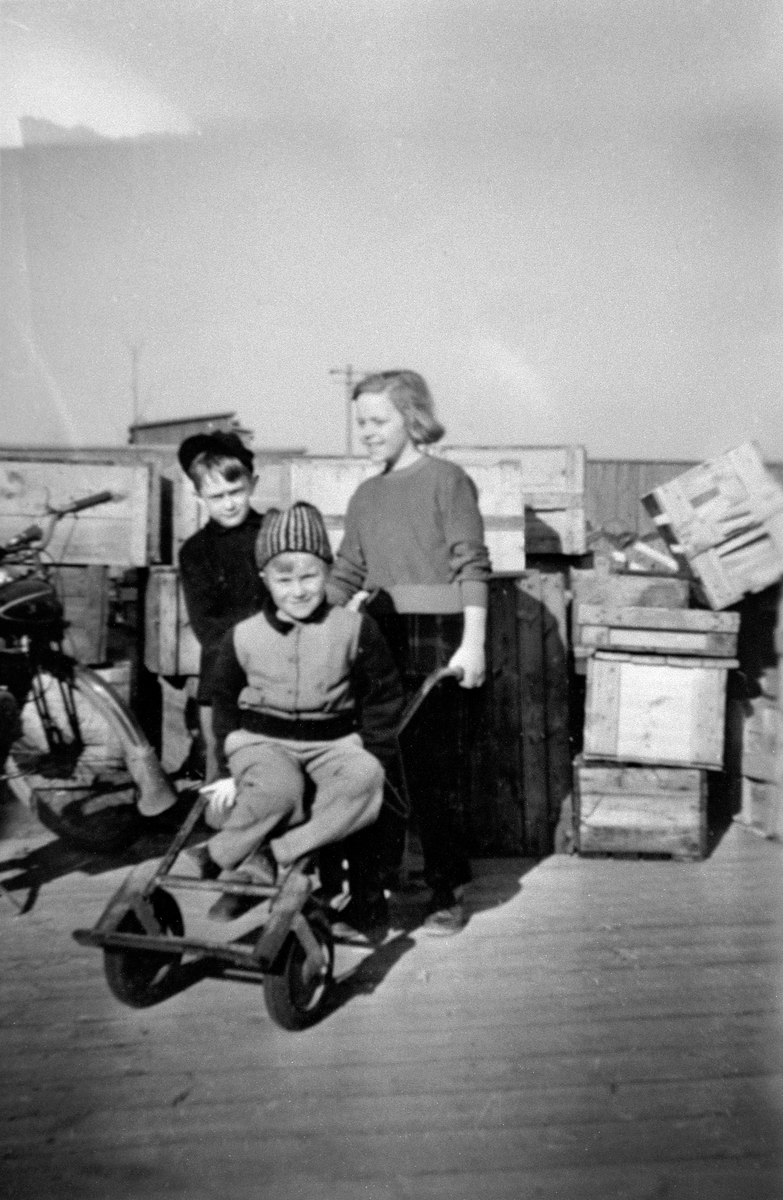 Tre barn vid Tokarps koloniområde i Jönköping.