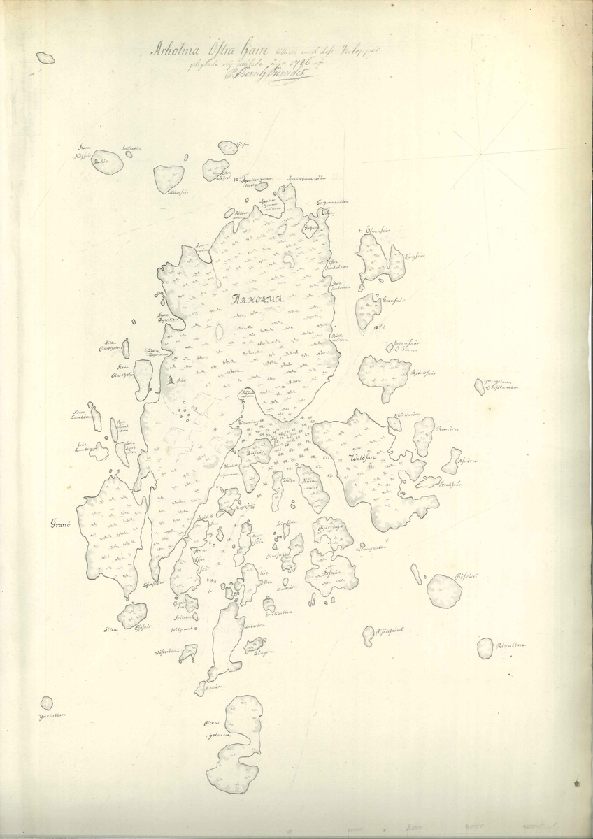 Karta över Arholma med omkringliggande öar 1786.