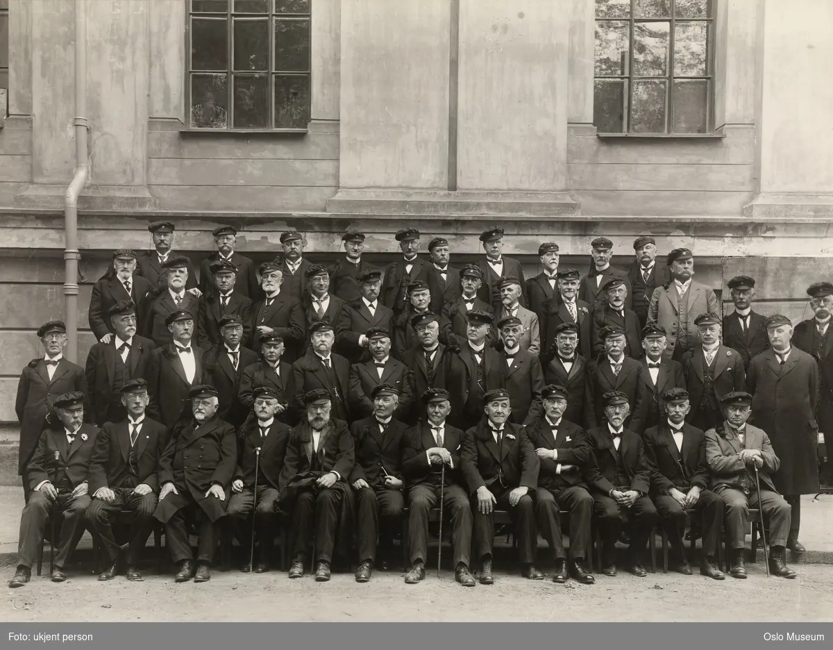 Universitetet, gruppe, studentene av 1877, 50 års studentjubileum, menn