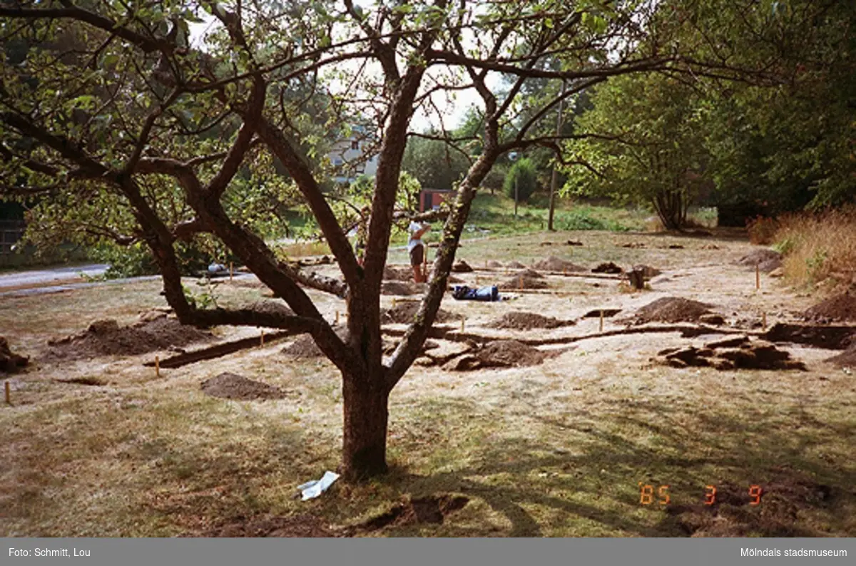 Drivhuset "B", arkeologisk utgrävning vid Gunnebo slott, september 1995.