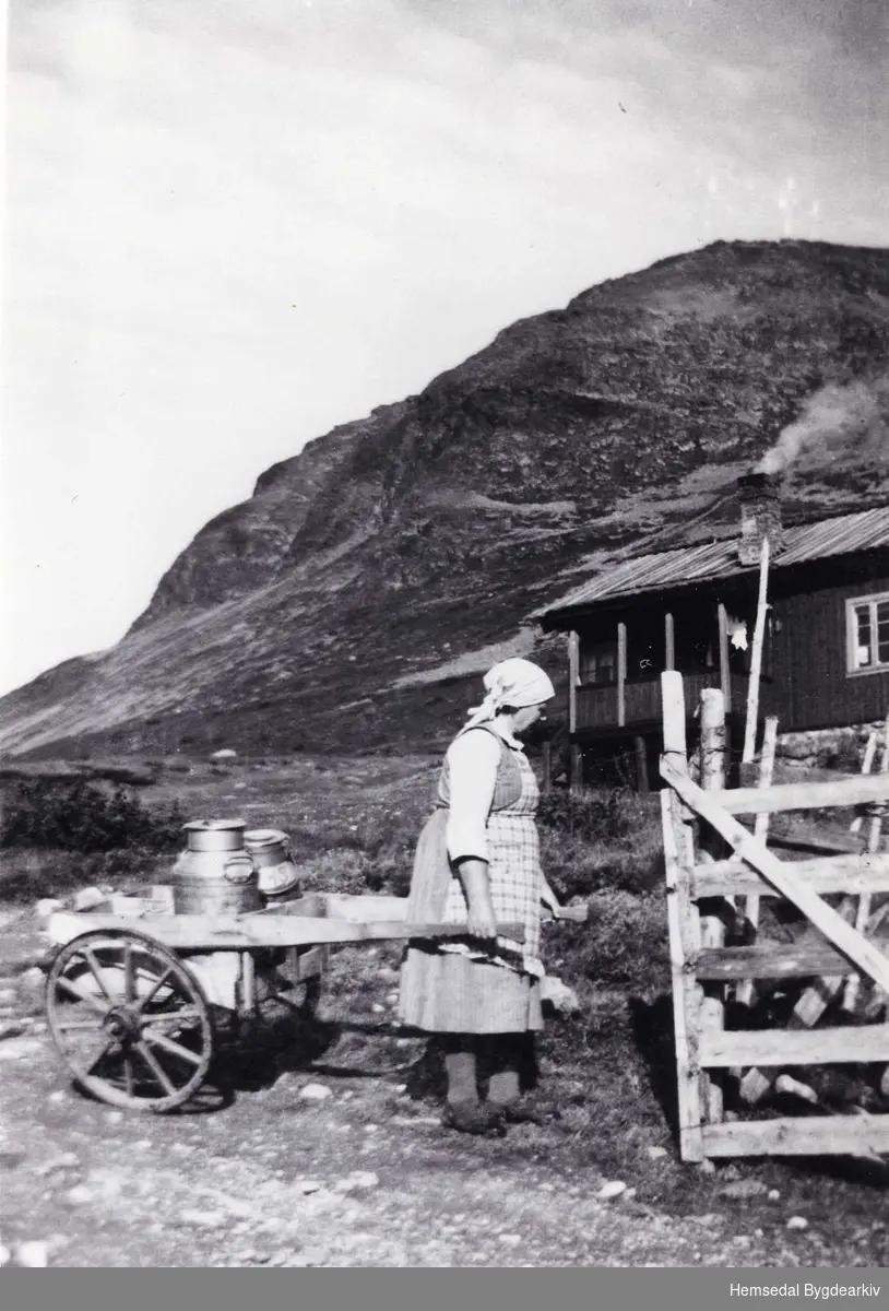 Margit Jordheim på Jordheimstølen 64/3 i Hemsedal, ca. 1950
