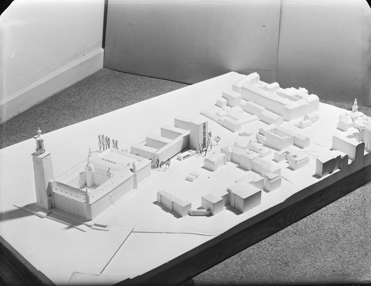 Modell med förslag till ny bebyggelse kring Stadshuset