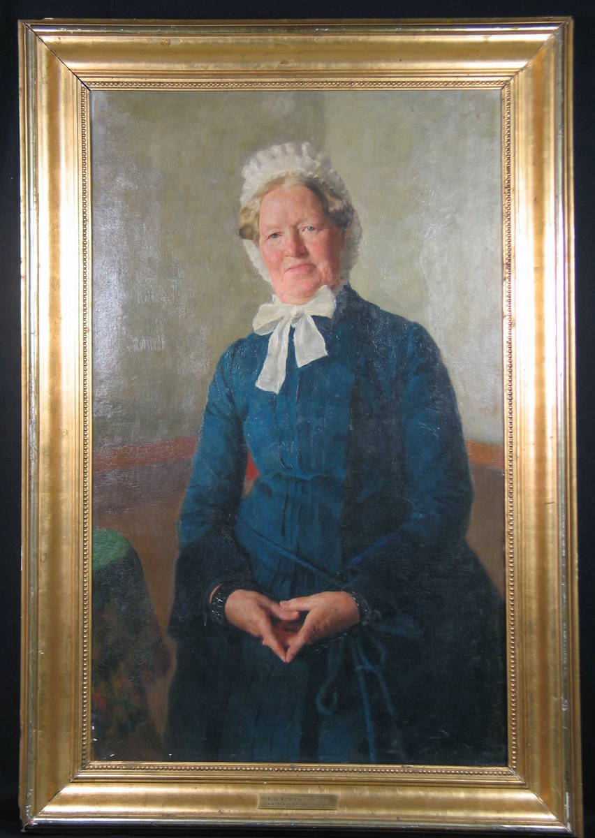 Portrett av eldre kvinne.