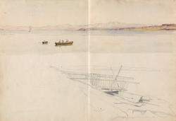 Mellom Meersburg og Mainau, Bodensee; garntørk (detalj) [Teg