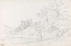 Utsikt mot borgruinen Stixenstein [Tegning]