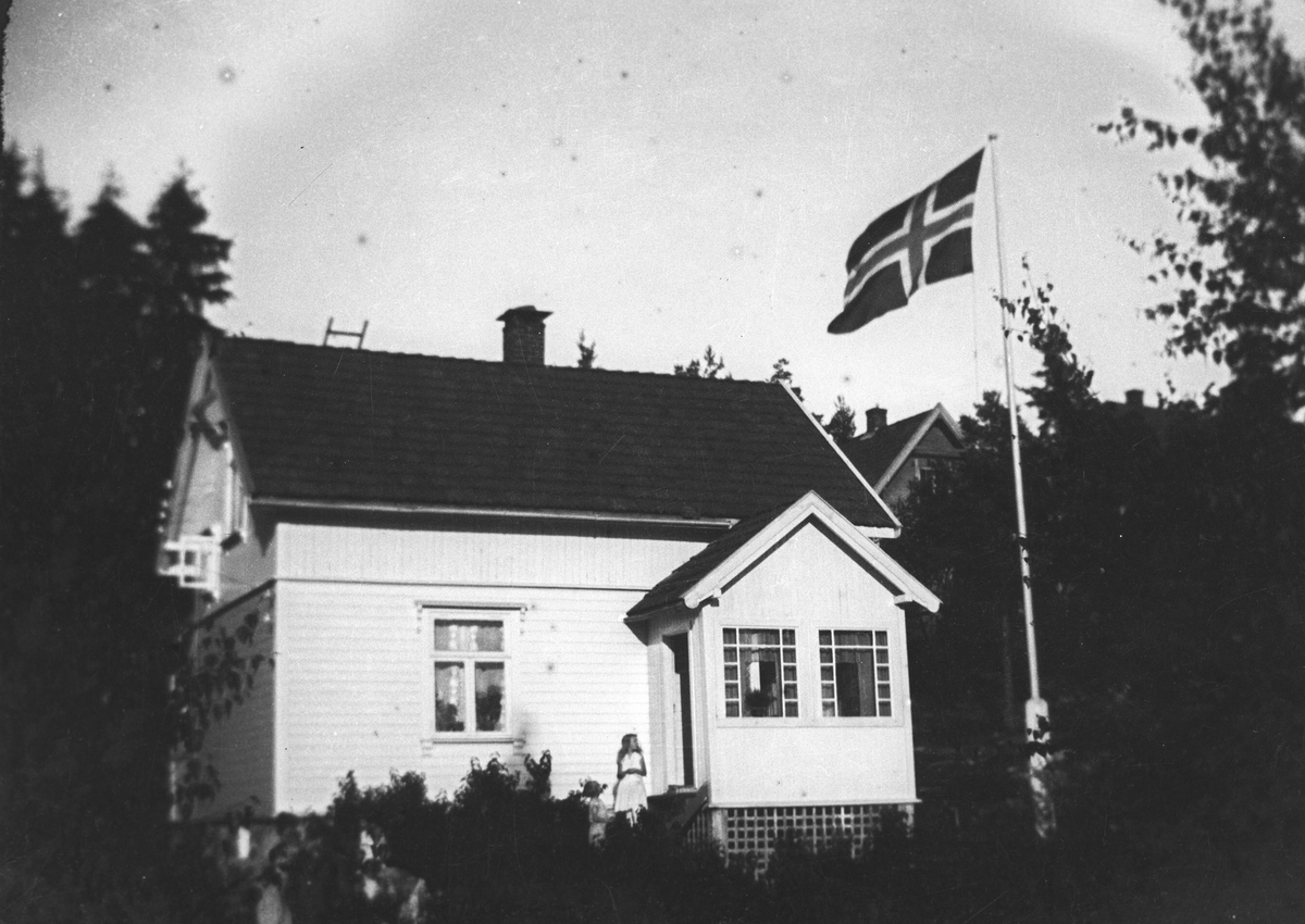 Den første villa Danevang, Høgsetervn. 10.Lite sveitserhus med flagg i flaggstangen.