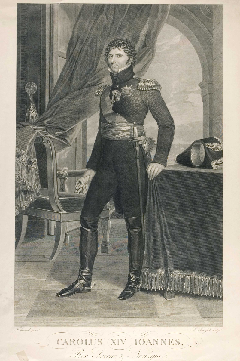 Jean Baptiste Bernadotte som nyvalgt svensk kronprins i uniform. Helfigur.