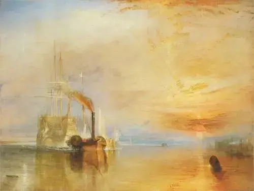 William Turner (1775-1851) The Fighting Temeraire tugged to her last Berth to be broken up 1838. (Fra Wikimedia Commons)