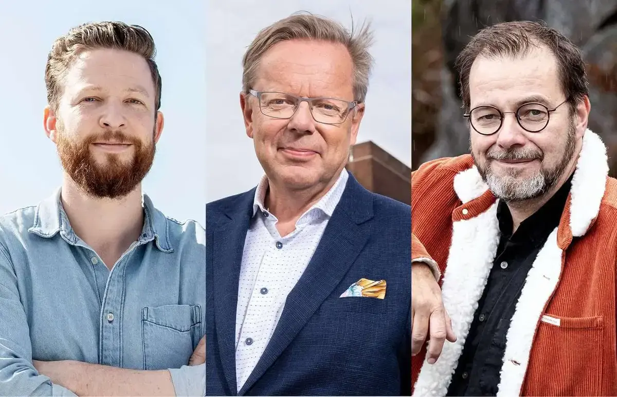 Collage av tre utøvarportrett av, frå venstre, Anders Totland, Arill Riise og Halvor Folgerø.